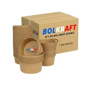 Bol kraft brun 1100 ml Ø165 mm Carton 300 pièces
