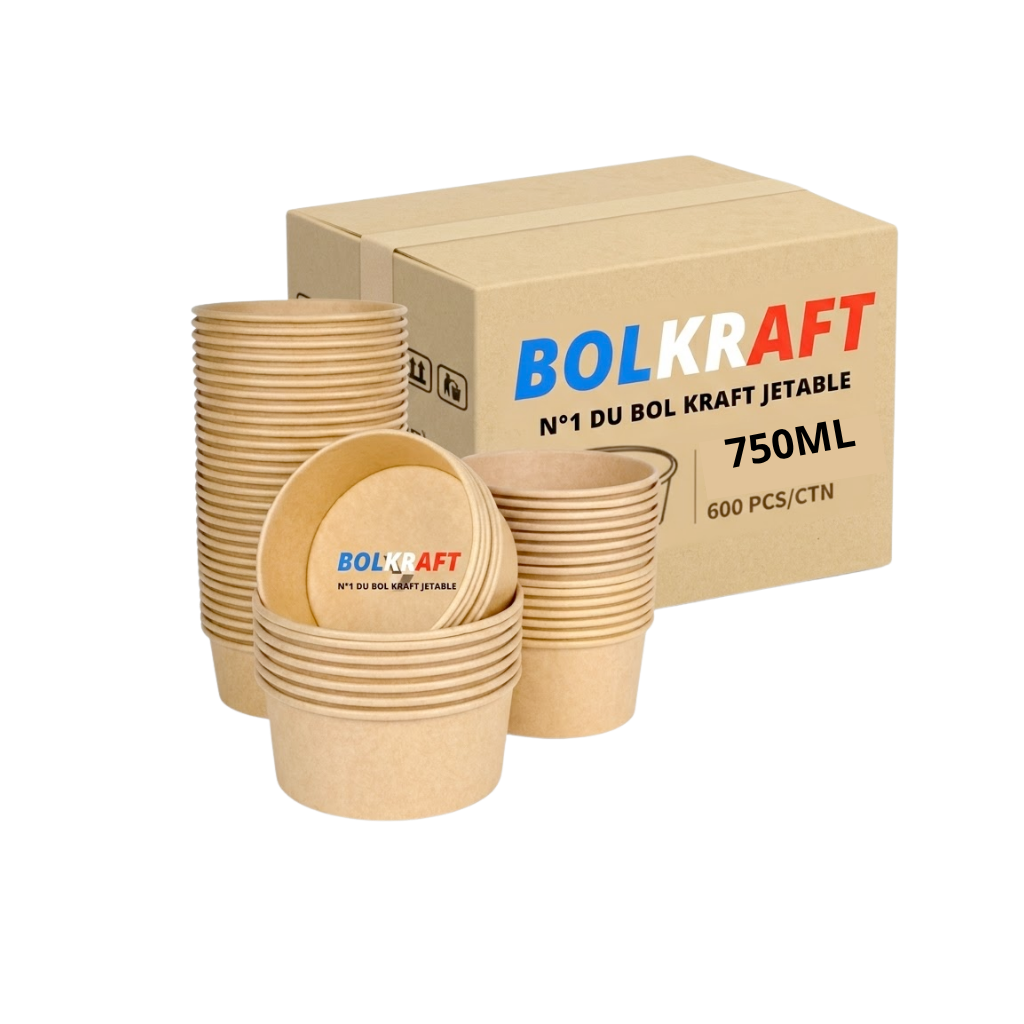 Carton bol kraft 750 ml – 600 pièces