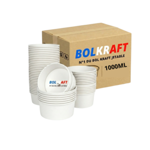 Bol kraft blanc 1000 ml  Carton 600 pièces